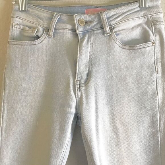 GUC Light blue Bamboo jeans distressed look size 7 stretchy raw hem high rise - Picture 2 of 6